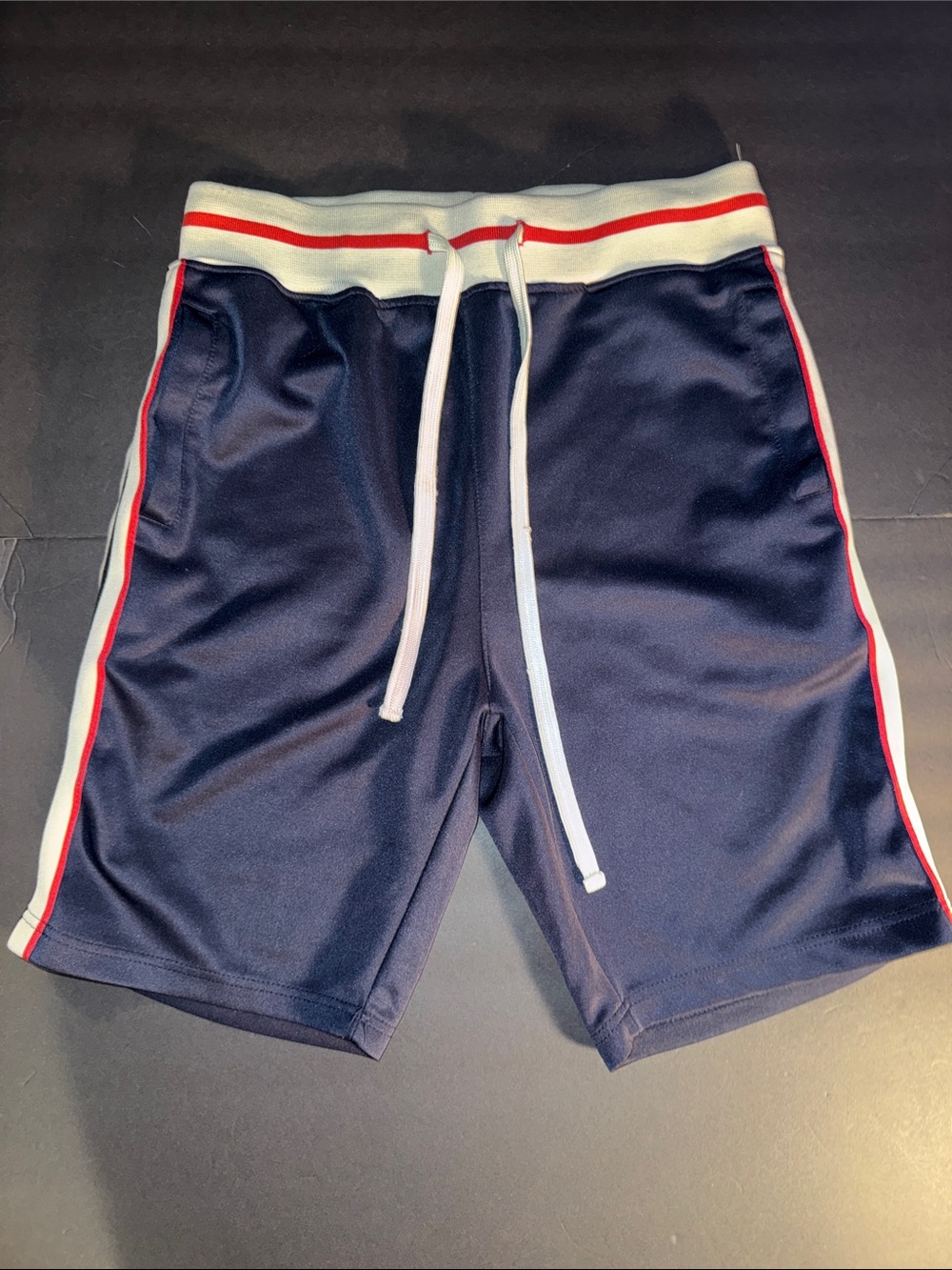 Men's Navy Athletic Shorts with Red & White Trim